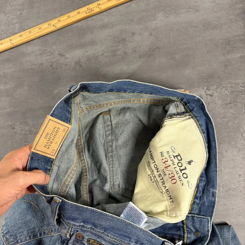 Polo Ralph Lauren RL Jeans Mens 34x30 Hampton Straight Leg Blue Denim NEW $125